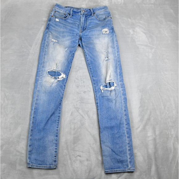 American Eagle Jeans Mens 32X34 (30x34 Meas) Slim Blue Denim Distressed - Picture 1 of 11